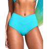 imageCRZ YOGA High Waisted V Cut Bikini Bottom for Women  Cross Front Bathing Swimsuit Full Coverage Swim BriefsTurquoise