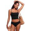 imageCRZ YOGA Mid Waisted Bikini Bottoms for Women  Full Coverage Bathing Suit Swimsuit Basic Swim BriefsBlack