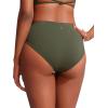 imageCRZ YOGA Mid Waisted Bikini Bottoms for Women  Full Coverage Bathing Suit Swimsuit Basic Swim BriefsDark Olive