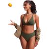 imageCRZ YOGA Mid Waisted Bikini Bottoms for Women  Full Coverage Bathing Suit Swimsuit Basic Swim BriefsDark Olive