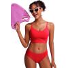 imageCRZ YOGA Mid Waisted Bikini Bottoms for Women  Full Coverage Bathing Suit Swimsuit Basic Swim BriefsDeep Red