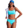imageCRZ YOGA Mid Waisted Bikini Bottoms for Women  Full Coverage Bathing Suit Swimsuit Basic Swim BriefsTurquoise