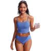 imageCRZ YOGA Mid Waisted Bikini Bottoms for Women  Full Coverage Bathing Suit Swimsuit Basic Swim BriefsWild Indigo