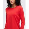 imageCRZ YOGA Pima Cotton Crewneck Long Sleeve Shirts for Women  Workout Athletic Yoga Casual Tops Soft Plain TShirtDeep Red