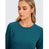 imageCRZ YOGA Pima Cotton Crewneck Long Sleeve Shirts for Women  Workout Athletic Yoga Casual Tops Soft Plain TShirtGreen Jade