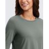 imageCRZ YOGA Pima Cotton Crewneck Long Sleeve Shirts for Women  Workout Athletic Yoga Casual Tops Soft Plain TShirtGrey Sage