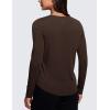 imageCRZ YOGA Pima Cotton Crewneck Long Sleeve Shirts for Women  Workout Athletic Yoga Casual Tops Soft Plain TShirtHot Fudge Brown