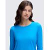 imageCRZ YOGA Pima Cotton Crewneck Long Sleeve Shirts for Women  Workout Athletic Yoga Casual Tops Soft Plain TShirtMadagascar Blue