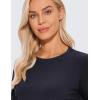 imageCRZ YOGA Pima Cotton Crewneck Long Sleeve Shirts for Women  Workout Athletic Yoga Casual Tops Soft Plain TShirtNavy