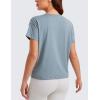 imageCRZ YOGA Pima Cotton Relaxed TShirts for Women  Workout Athletic Gym Casual Short Sleeve Shirts Basic Crewneck Hip TopsBelgian Blue