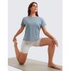 imageCRZ YOGA Pima Cotton Relaxed TShirts for Women  Workout Athletic Gym Casual Short Sleeve Shirts Basic Crewneck Hip TopsBelgian Blue