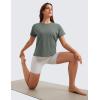 imageCRZ YOGA Pima Cotton Relaxed TShirts for Women  Workout Athletic Gym Casual Short Sleeve Shirts Basic Crewneck Hip TopsGrey Sage
