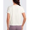 imageCRZ YOGA Pima Cotton Relaxed TShirts for Women  Workout Athletic Gym Casual Short Sleeve Shirts Basic Crewneck Hip TopsIce GreyWhite