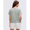 imageCRZ YOGA Pima Cotton Relaxed TShirts for Women  Workout Athletic Gym Casual Short Sleeve Shirts Basic Crewneck Hip TopsJade Grey