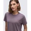 imageCRZ YOGA Pima Cotton Relaxed TShirts for Women  Workout Athletic Gym Casual Short Sleeve Shirts Basic Crewneck Hip TopsPurple Gray