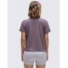 imageCRZ YOGA Pima Cotton Relaxed TShirts for Women  Workout Athletic Gym Casual Short Sleeve Shirts Basic Crewneck Hip TopsPurple Gray