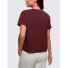 imageCRZ YOGA Pima Cotton Relaxed TShirts for Women  Workout Athletic Gym Casual Short Sleeve Shirts Basic Crewneck Hip TopsRed Merlot