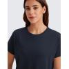 imageCRZ YOGA Pima Cotton Relaxed TShirts for Women  Workout Athletic Gym Casual Short Sleeve Shirts Basic Crewneck Hip TopsTrue Navy