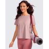 imageCRZ YOGA Pima Cotton Relaxed TShirts for Women  Workout Athletic Gym Casual Short Sleeve Shirts Basic Crewneck Hip TopsTwilight Rose Pink
