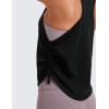 imageCRZ YOGA Pima Cotton Ruched Side Tank Tops for Women  Workout Athletic Casual Racerback Crewneck Loose Sleeveless ShirtsBlack