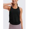 imageCRZ YOGA Pima Cotton Ruched Side Tank Tops for Women  Workout Athletic Casual Racerback Crewneck Loose Sleeveless ShirtsBlack