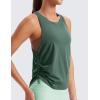 imageCRZ YOGA Pima Cotton Ruched Side Tank Tops for Women  Workout Athletic Casual Racerback Crewneck Loose Sleeveless ShirtsGraphite Green