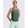 imageCRZ YOGA Pima Cotton Ruched Side Tank Tops for Women  Workout Athletic Casual Racerback Crewneck Loose Sleeveless ShirtsGraphite Green