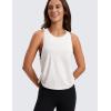 imageCRZ YOGA Pima Cotton Ruched Side Tank Tops for Women  Workout Athletic Casual Racerback Crewneck Loose Sleeveless ShirtsIce GreyWhite