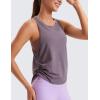 imageCRZ YOGA Pima Cotton Ruched Side Tank Tops for Women  Workout Athletic Casual Racerback Crewneck Loose Sleeveless ShirtsPurple Gray