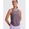 imageCRZ YOGA Pima Cotton Ruched Side Tank Tops for Women  Workout Athletic Casual Racerback Crewneck Loose Sleeveless ShirtsPurple Gray