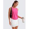 imageCRZ YOGA Pima Cotton Ruched Side Tank Tops for Women  Workout Athletic Casual Racerback Crewneck Loose Sleeveless ShirtsSonic Pink