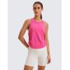 imageCRZ YOGA Pima Cotton Ruched Side Tank Tops for Women  Workout Athletic Casual Racerback Crewneck Loose Sleeveless ShirtsSonic Pink
