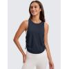 imageCRZ YOGA Pima Cotton Ruched Side Tank Tops for Women  Workout Athletic Casual Racerback Crewneck Loose Sleeveless ShirtsTrue Navy