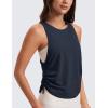 imageCRZ YOGA Pima Cotton Ruched Side Tank Tops for Women  Workout Athletic Casual Racerback Crewneck Loose Sleeveless ShirtsTrue Navy