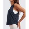 imageCRZ YOGA Pima Cotton Ruched Side Tank Tops for Women  Workout Athletic Casual Racerback Crewneck Loose Sleeveless ShirtsTrue Navy