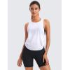 imageCRZ YOGA Pima Cotton Ruched Side Tank Tops for Women  Workout Athletic Casual Racerback Crewneck Loose Sleeveless ShirtsWhite
