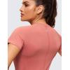 imageCRZ YOGA Seamless Workout Tops for Women Hip Length  Athletic Running Gym Yoga Short Sleeve Shirts Breathable Crewneck TeesBriar Rose