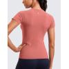 imageCRZ YOGA Seamless Workout Tops for Women Hip Length  Athletic Running Gym Yoga Short Sleeve Shirts Breathable Crewneck TeesBriar Rose