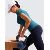 imageCRZ YOGA Seamless Workout Tops for Women Hip Length  Athletic Running Gym Yoga Short Sleeve Shirts Breathable Crewneck TeesGreen Jade