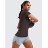 imageCRZ YOGA Seamless Workout Tops for Women Hip Length  Athletic Running Gym Yoga Short Sleeve Shirts Breathable Crewneck TeesHot Fudge Brown