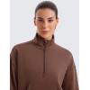 imageCRZ YOGA SoftAura Half Zip Sweatshirt for Women  Pullover Workout Casual Funnel Neck Sweat Shirts with PocketCoffee Brown
