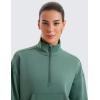 imageCRZ YOGA SoftAura Half Zip Sweatshirt for Women  Pullover Workout Casual Funnel Neck Sweat Shirts with PocketDark Forest Green