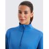 imageCRZ YOGA SoftAura Half Zip Sweatshirt for Women  Pullover Workout Casual Funnel Neck Sweat Shirts with PocketSparkle Blue