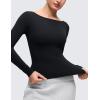 imageCRZ YOGA Softembrace Boat Neck Long Sleeve Shirts for Women  Casual Going Out Tops Soft Stretchy Fitted Fall TShirtsBlack