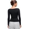 imageCRZ YOGA Softembrace Boat Neck Long Sleeve Shirts for Women  Casual Going Out Tops Soft Stretchy Fitted Fall TShirtsBlack
