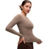 imageCRZ YOGA Softembrace Boat Neck Long Sleeve Shirts for Women  Casual Going Out Tops Soft Stretchy Fitted Fall TShirtsBrown Purple