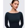 imageCRZ YOGA Softembrace Boat Neck Long Sleeve Shirts for Women  Casual Going Out Tops Soft Stretchy Fitted Fall TShirtsTrue Navy
