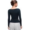 imageCRZ YOGA Softembrace Boat Neck Long Sleeve Shirts for Women  Casual Going Out Tops Soft Stretchy Fitted Fall TShirtsTrue Navy