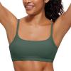imageCRZ YOGA Butterluxe Adjustable Spaghetti Strap Sports Bras for Women  Scoop Neck Wireless Padded Yoga Workout Crop TopDark Forest Green
