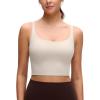 imageCRZ YOGA Butterluxe Soft Double Lined Cami Tank Tops for Women  Yoga Casual Going Out Crop Square Neck Sleeveless ShirtsMojave Tan